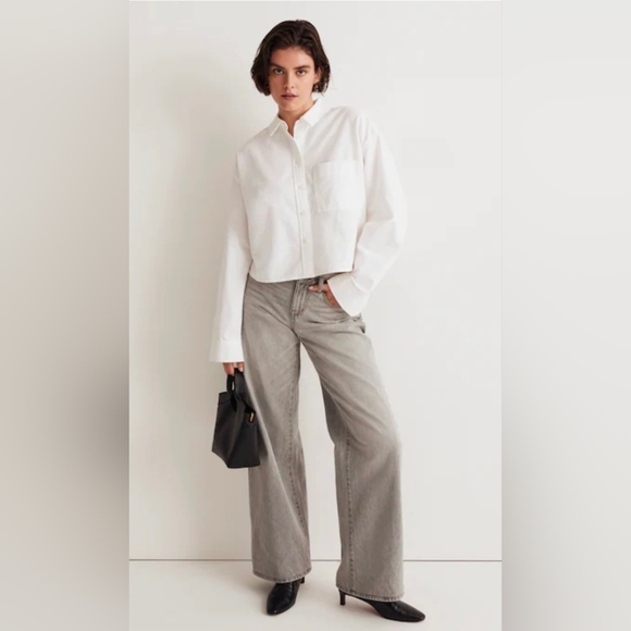 Madewell The Signature Oxford Crop Shirt Size Small Nwt - Picture 3 of 10